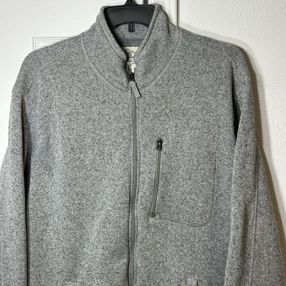 St John's Bay Sweater Jacket Men's XXL Gray Full  Zip Up Chest Pocket Draw Cord - Picture 2 of 14